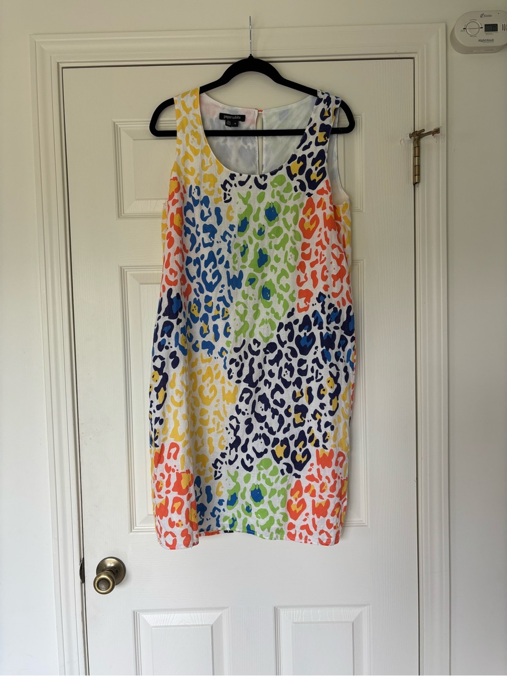 Paperwhite Multi-Color Leopard Print Sleeveless Shift Linen Dress